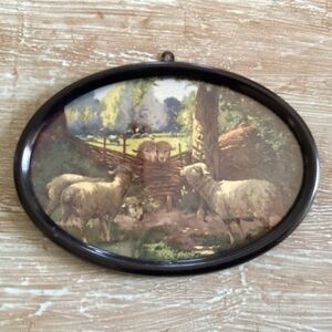 Vintage plaque pastoral scene of sheep